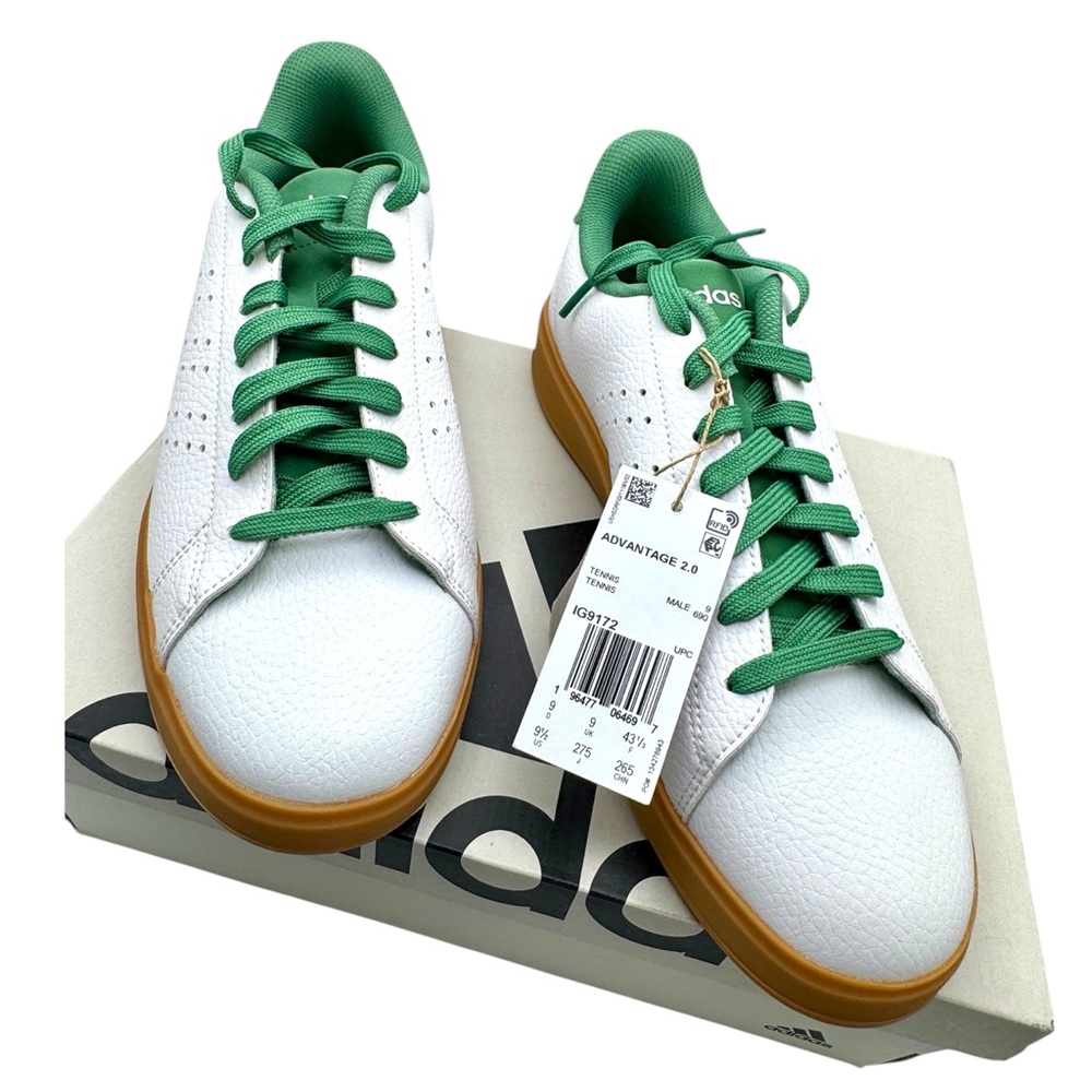 New in Original Box  Adidas Advantage 2.0 White and Green Sneakers IG9172